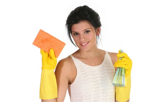 Sustainable cleaning team planning recyclable waste separation