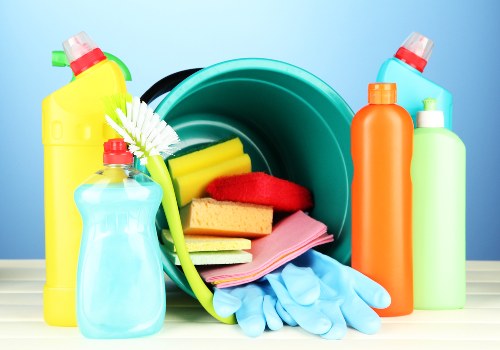 Kitchen surfaces being cleaned in a typical Earlscourt flat